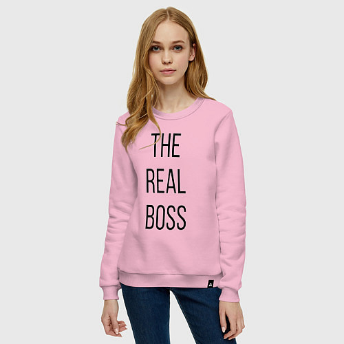 Женский свитшот The real boss! / Светло-розовый – фото 3