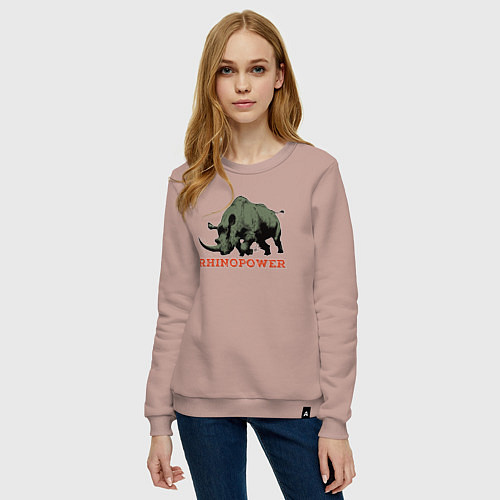 Женский свитшот СИЛА НОСОРОГА / Пыльно-розовый – фото 3