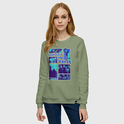 Свитшот хлопковый женский Призрак в доспехах экшен, цвет: авокадо — фото 2