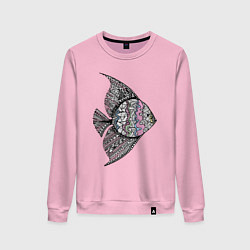 Свитшот хлопковый женский Тропическая рыба, цвет: светло-розовый