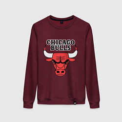 Свитшот хлопковый женский Chicago Bulls цвета меланж-бордовый — фото 1