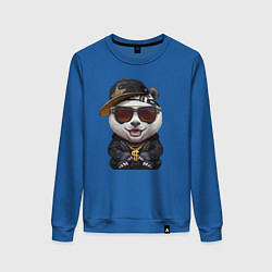 Свитшот хлопковый женский Крутой панда в тёмных очках, цвет: синий