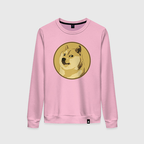 Женский свитшот Пёсик Доге в круге / Светло-розовый – фото 1