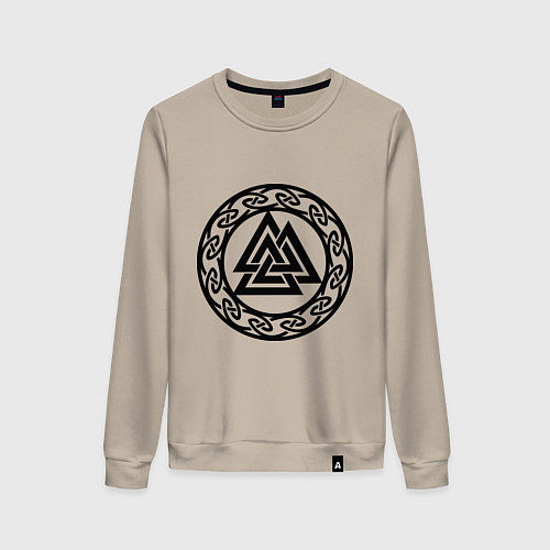 Женский свитшот Валькнут - символ Одина / Миндальный – фото 1