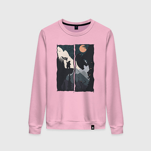 Женский свитшот Оранжевая луна и дикий альпинизм / Светло-розовый – фото 1