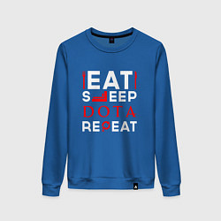 Свитшот хлопковый женский Надпись eat sleep Dota repeat, цвет: синий