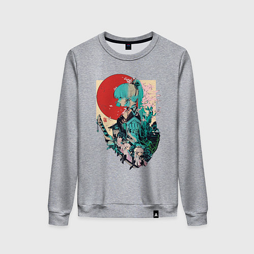 Женский свитшот Аяка самурай - Геншин Импакт / Меланж – фото 1