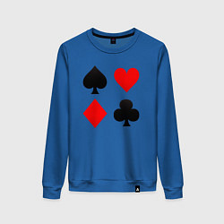 Свитшот хлопковый женский Четыре масти игральных карт, цвет: синий