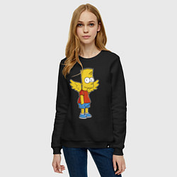 Свитшот хлопковый женский Барт Симпсон - единорог, цвет: черный — фото 2