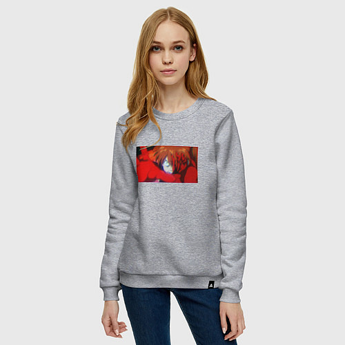 Женский свитшот Евангелион злая Аска / Меланж – фото 3