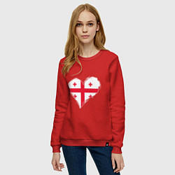 Свитшот хлопковый женский Сердце - Грузия, цвет: красный — фото 2