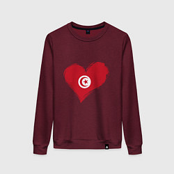 Свитшот хлопковый женский Сердце - Тунис, цвет: меланж-бордовый