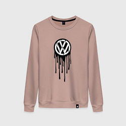 Свитшот хлопковый женский Volkswagen - art logo, цвет: пыльно-розовый