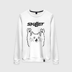 Свитшот хлопковый женский Skillet - rock cat, цвет: белый