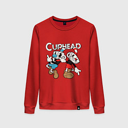 Свитшот хлопковый женский Cuphead - Mugman, цвет: красный