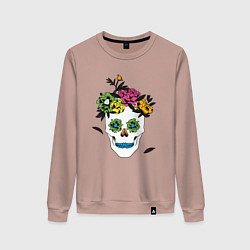 Свитшот хлопковый женский Sugar skull, цвет: пыльно-розовый