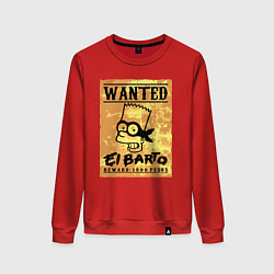 Женский свитшот Розыск - Барт Симпсон - вознаграждение гарантирова