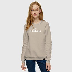 Свитшот хлопковый женский Hitman - лого, цвет: миндальный — фото 2