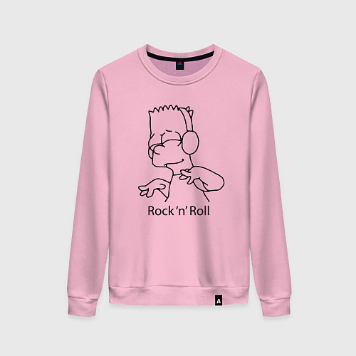 Женский свитшот Bart Simpson - Rock n Roll / Светло-розовый – фото 1