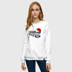 Свитшот хлопковый женский Mazda MX-5 ND Miata ND Front View JDM Retro, цвет: белый — фото 2