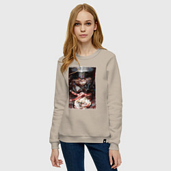 Свитшот хлопковый женский Таня и часы, цвет: миндальный — фото 2