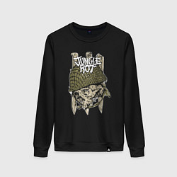 Свитшот хлопковый женский Jungle rot - military, цвет: черный