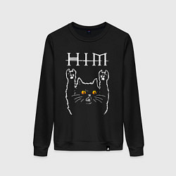 Свитшот хлопковый женский HIM rock cat, цвет: черный