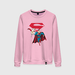 Свитшот хлопковый женский Крипто и Супермен с лого DC Лига Суперпитомцы, цвет: светло-розовый