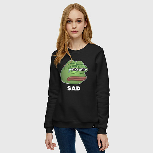 Женский свитшот Sad Pepe art / Черный – фото 3