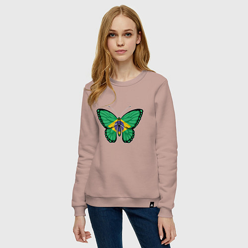 Женский свитшот Бабочка - Бразилия / Пыльно-розовый – фото 3