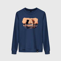 Свитшот хлопковый женский Закат в Питере, цвет: тёмно-синий