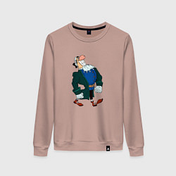 Свитшот хлопковый женский Доктор Ливси шагает под фонк мем, цвет: пыльно-розовый