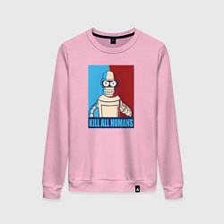 Свитшот хлопковый женский Bender Futurama, цвет: светло-розовый
