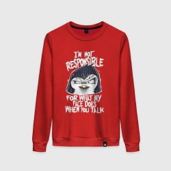 Свитшот хлопковый женский Психованный пингвин, цвет: красный