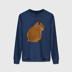 Свитшот хлопковый женский Капибара лениво отдыхает, цвет: тёмно-синий