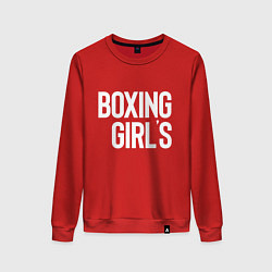 Свитшот хлопковый женский Boxing girls, цвет: красный