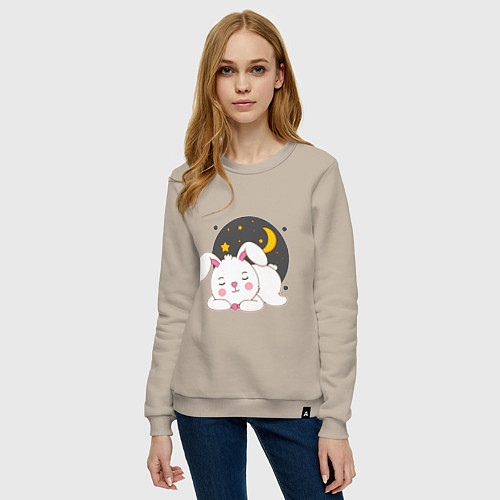 Женский свитшот Спящий Зайка / Миндальный – фото 3