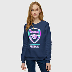 Свитшот хлопковый женский Arsenal FC в стиле glitch, цвет: тёмно-синий — фото 2