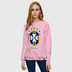 Свитшот хлопковый женский Brasil CBF, цвет: светло-розовый — фото 2