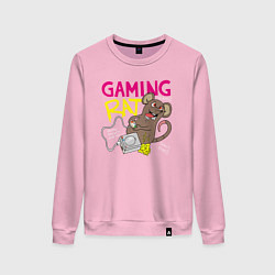 Свитшот хлопковый женский Игровая крыса, цвет: светло-розовый