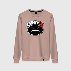 Свитшот хлопковый женский Onyx - black logo, цвет: пыльно-розовый