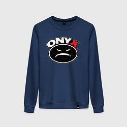 Свитшот хлопковый женский Onyx - black logo, цвет: тёмно-синий