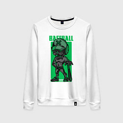Свитшот хлопковый женский Пёс бейсболист, цвет: белый