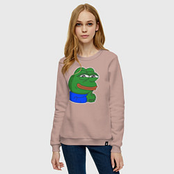 Свитшот хлопковый женский Лягушонок Пепе хитрый, цвет: пыльно-розовый — фото 2
