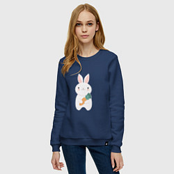 Свитшот хлопковый женский Carrot rabbit, цвет: тёмно-синий — фото 2