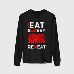 Женский свитшот Надпись eat sleep Friday Night Funkin repeat