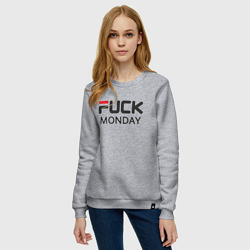 Женский свитшот Fuck monday, anti-brand, fila / Меланж – фото 3