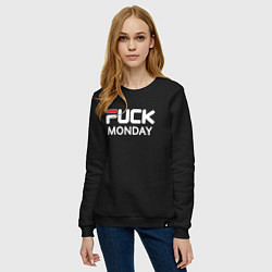 Свитшот хлопковый женский Fuck monday, fila, anti-brand, цвет: черный — фото 2