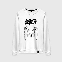 Свитшот хлопковый женский Slayer - rock cat, цвет: белый