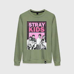 Свитшот хлопковый женский Stray Kids boy band, цвет: авокадо